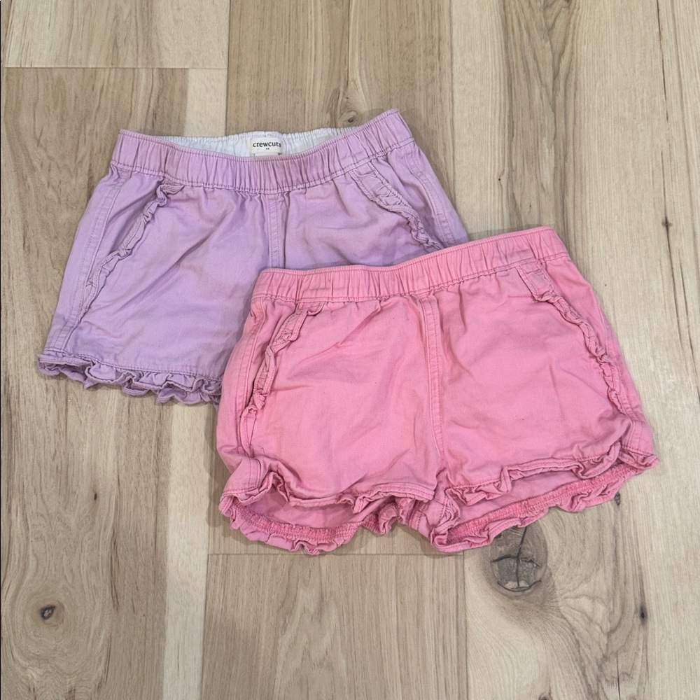 Girls Crewcuts Ruffled Pink and Purple Shorts